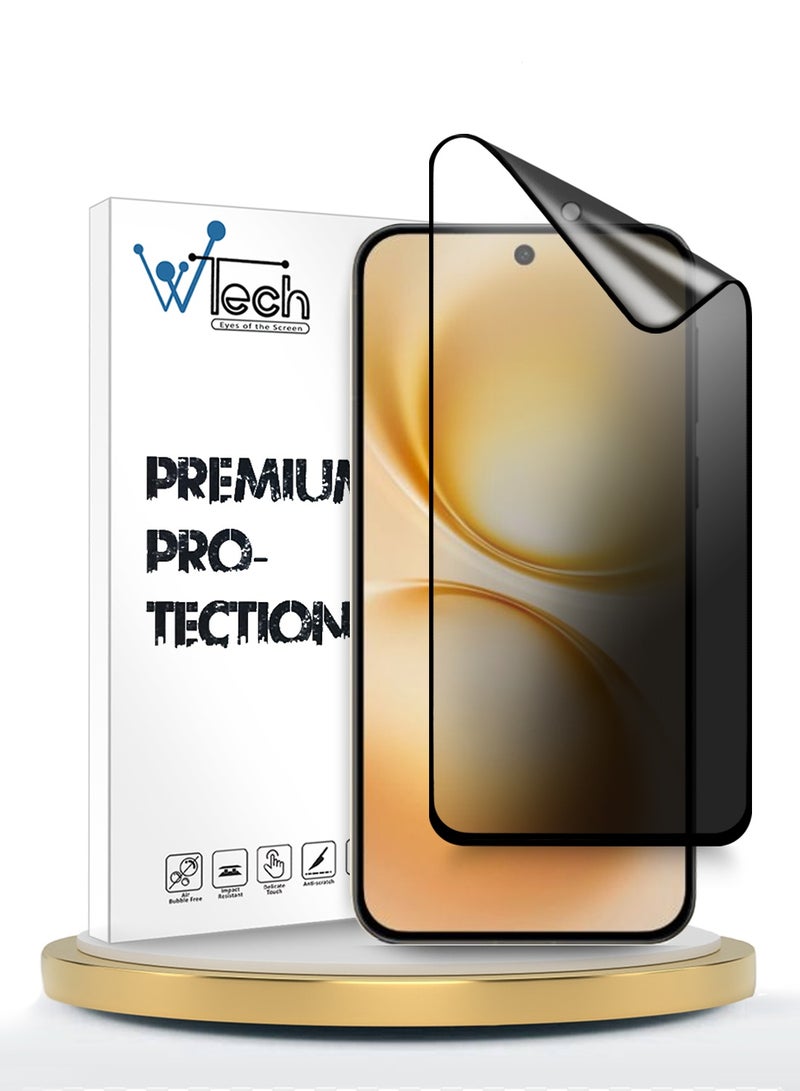 Wtech vivo X200 FE 5G 2025 Premium Nano Ceramic Privacy Full Glue Full Cover Matte Flexible Screen Protector (MSCNMP) - Clear/Black - Image 1