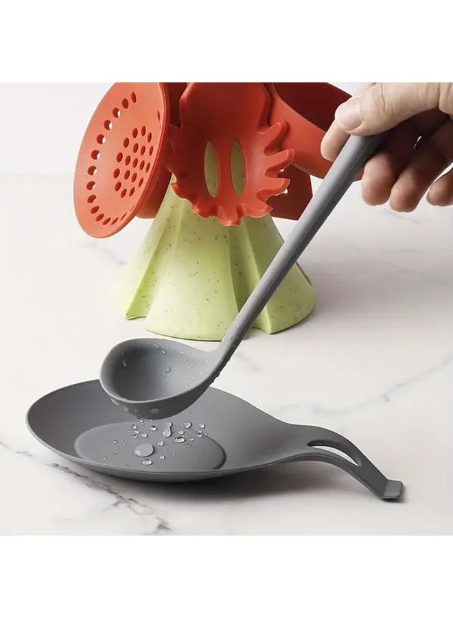1 PC Heat Resistant Silicone Spoon Rest Black Non Slip Kitchen Utensil Holder Ergonomic Design Multi Color Options Cooking Dining Durable Easy Clean Countertop Protector - Image 2
