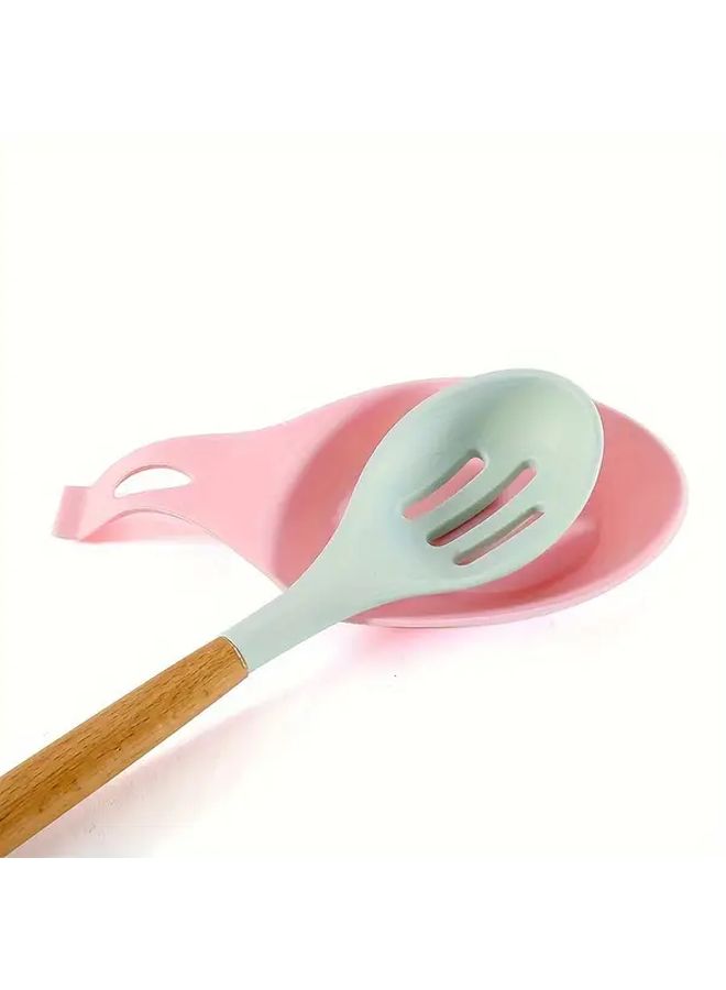 1 PC Heat Resistant Silicone Spoon Rest Black Non Slip Kitchen Utensil Holder Ergonomic Design Multi Color Options Cooking Dining Durable Easy Clean Countertop Protector - Image 5