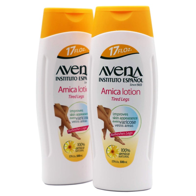 Avena Instituto Espanol Arnica Lotion Tired Legs, Improves Skin Appearance, Even Varicose Veins Areas, Refreshes Legs, 2-Pack of 17 FL Oz each, 2 Bottles - Image 1