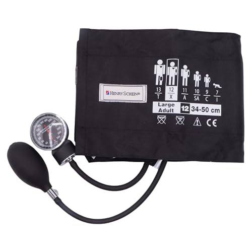 Henry Schein Adult Pro Aneroid Sphygmomanometer – Size 12 (13"–19.5") Black Cuff, Manual Blood Pressure Monitor, Reusable, Dial Display, Includes Leatherette Carrying Case – 1 Count - Image 1