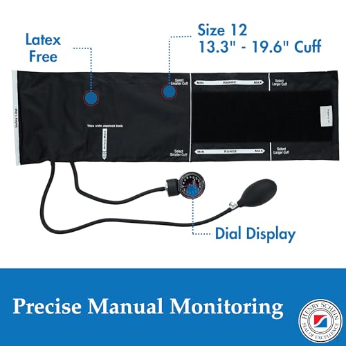 Henry Schein Adult Pro Aneroid Sphygmomanometer – Size 12 (13"–19.5") Black Cuff, Manual Blood Pressure Monitor, Reusable, Dial Display, Includes Leatherette Carrying Case – 1 Count - Image 2