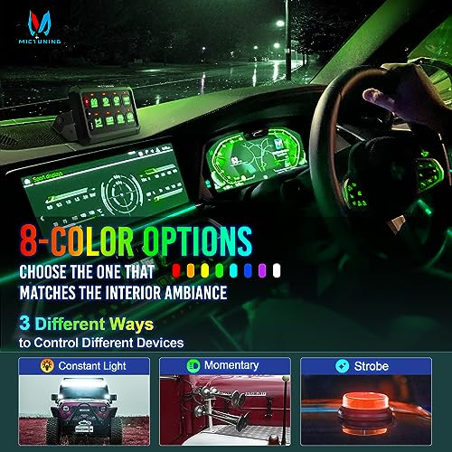 MICTUNING P1s RGB 5 Inch 8 Gang Switch Panel, High Power 5 Level Brightness Multifunction Toggle Switch Momentary Circuit Control Relay System Box for Car, 2 Years Warranty - Image 3