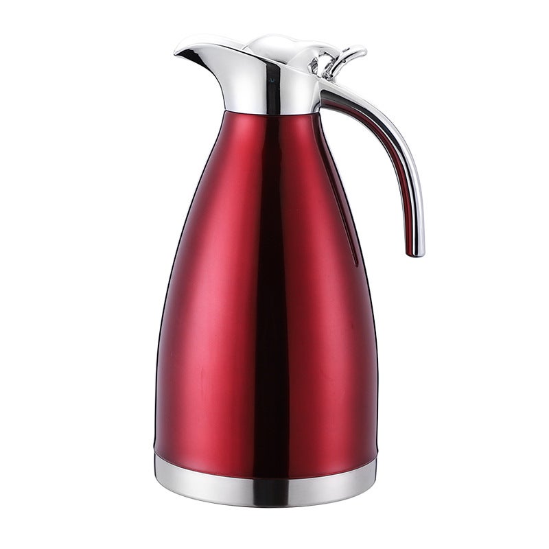 Stainless steel Vacuum Thermos double layer thermos bottle European style coffee pot household hot water bottle cold water bottle 2l gift Red 