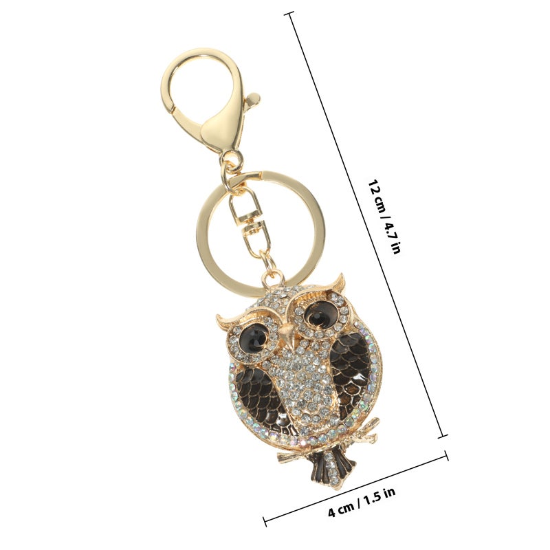 Owl Shape Rhinestone Sparkling Keychain Bag Pendant Handbag Charm for Women - Image 2