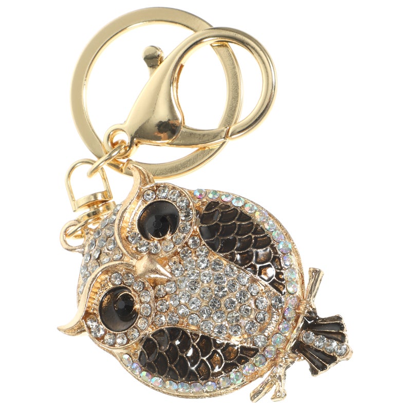 Owl Shape Rhinestone Sparkling Keychain Bag Pendant Handbag Charm for Women - Image 3
