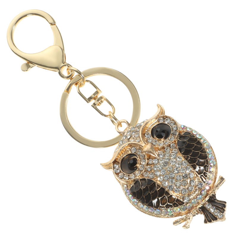 Owl Shape Rhinestone Sparkling Keychain Bag Pendant Handbag Charm for Women - Image 1