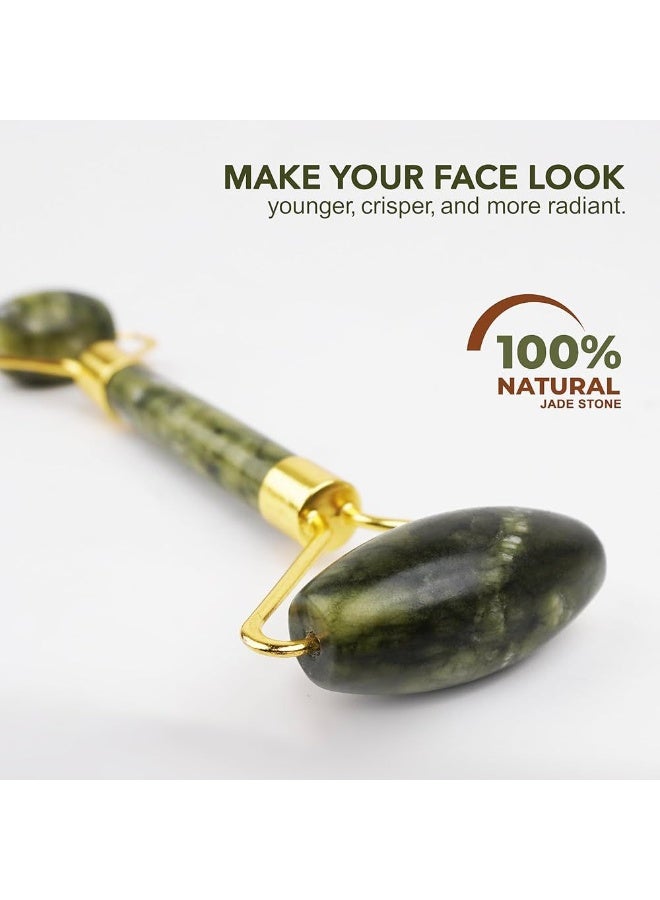 BEYTOR Jade Roller & Gua Sha Facial Massage Set – Cooling Face Tool for Puffiness, Firming, Jawline Sculpting & Daily Skin Care – Natural Stone Beauty Set for Women & Men - Image 2