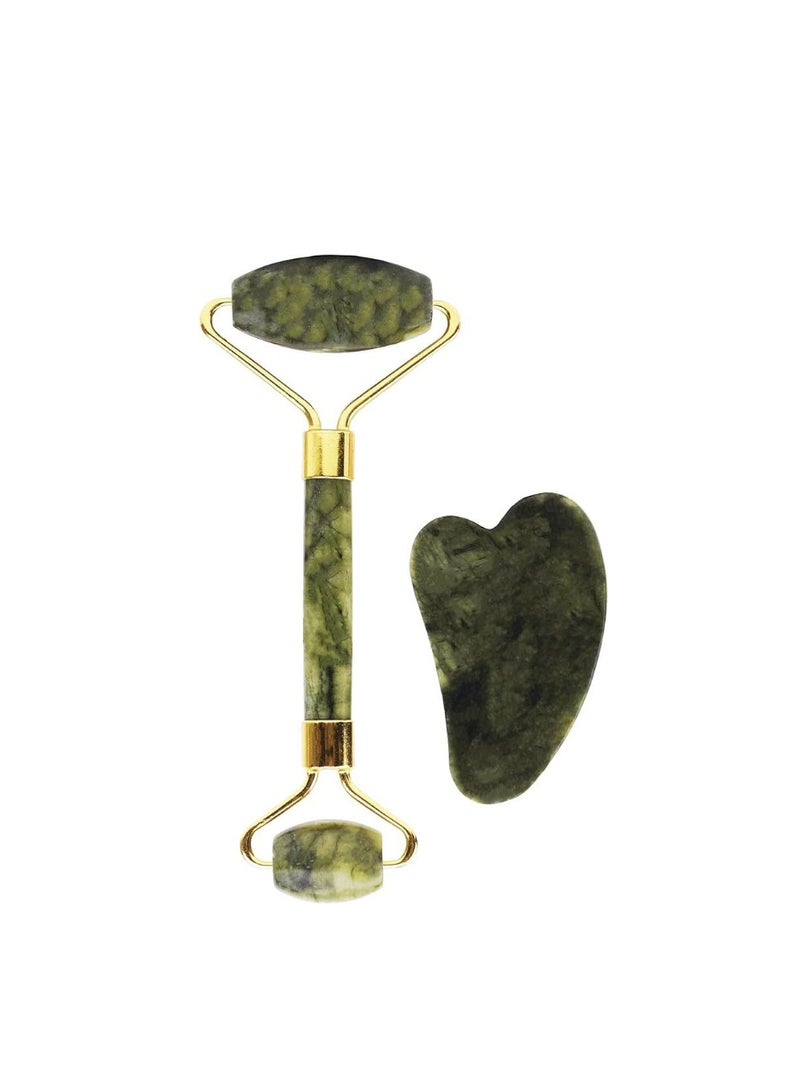 BEYTOR Jade Roller & Gua Sha Facial Massage Set – Cooling Face Tool for Puffiness, Firming, Jawline Sculpting & Daily Skin Care – Natural Stone Beauty Set for Women & Men - Image 1