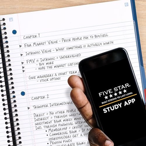 Five Star Advance Spiral Notebook + Study App, 5 Subject, College Ruled Paper, 8-1/2" x 11", 200 Sheets, Spiral Guard, Movable Tabbed Dividers, White (73154) - Image 3