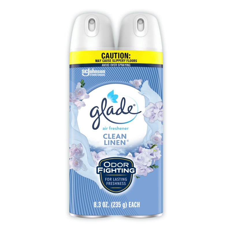 Glade Air Freshener Odor Fighting Room Spray, Clean Linen, 8.3 Oz (Pack of 2) - Image 1