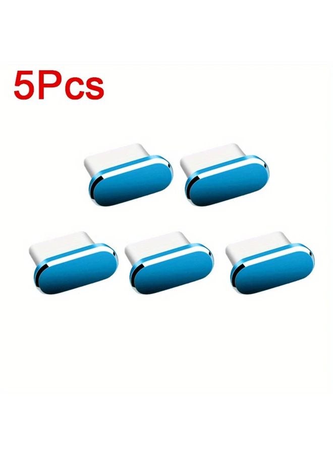 5Pcs Blue Universal Type C Charging Port Dust Plug Protector Cover for Xiaomi - Image 1