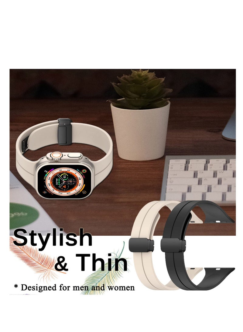 Silicone Band for Apple Watch, Sport Band Compatible with Apple Watch Band 38mm 40mm 41mm Women Men, Magnetic Soft Silicone Sport Wristbands for iWatch Series 8/7/SE/6/5/4/3/2/1 (Black)