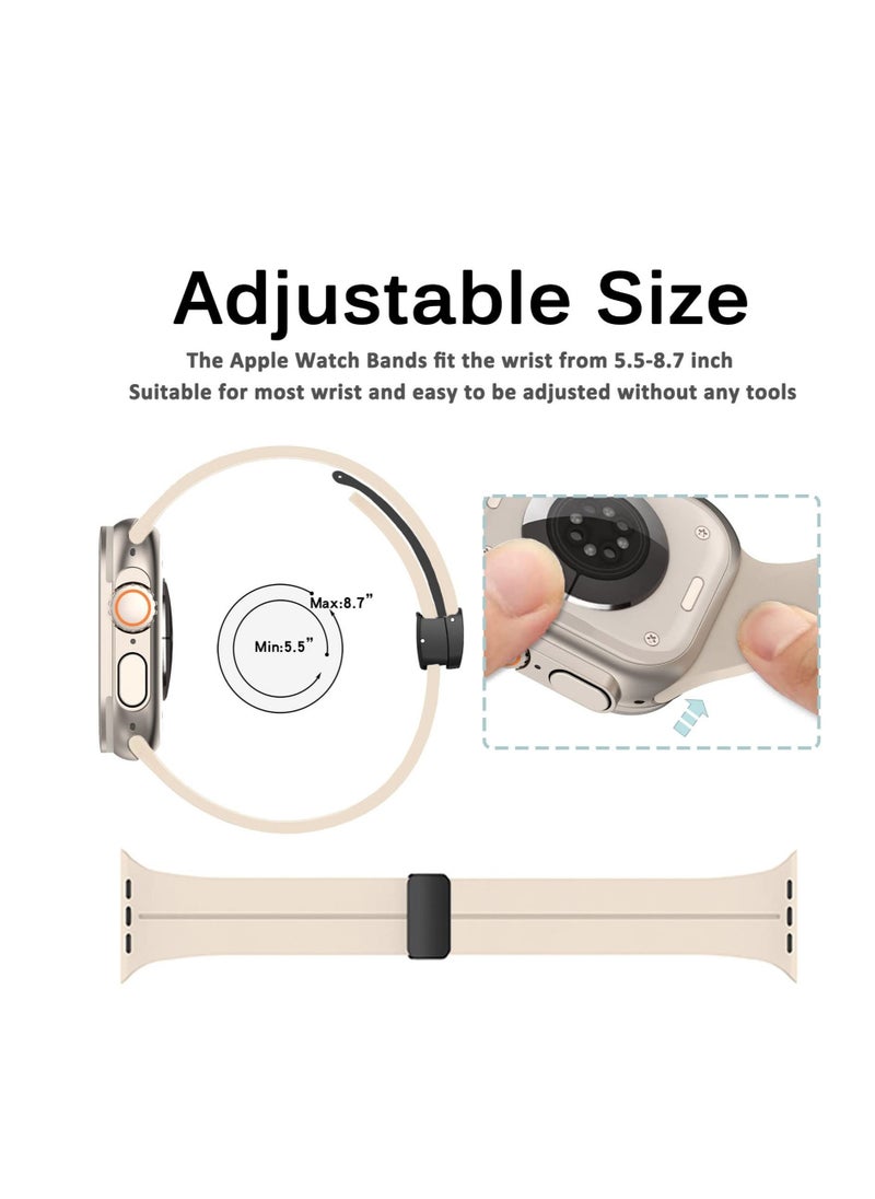 Silicone Band for Apple Watch, Sport Band Compatible with Apple Watch Band 38mm 40mm 41mm Women Men, Magnetic Soft Silicone Sport Wristbands for iWatch Series 8/7/SE/6/5/4/3/2/1 (Black)