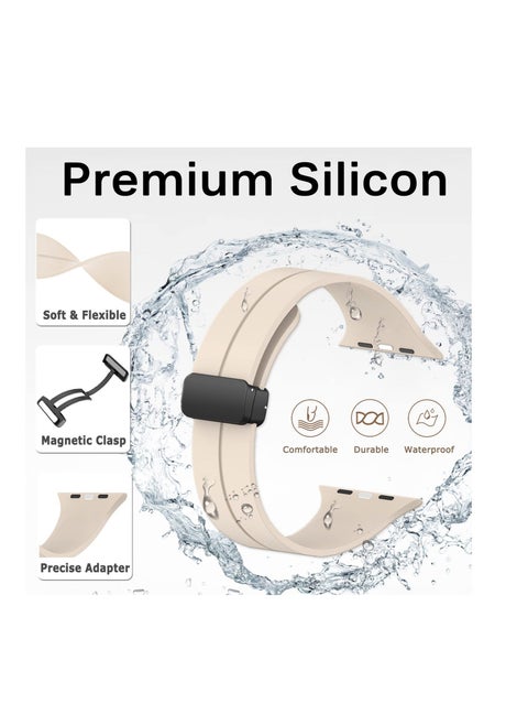 Silicone Band for Apple Watch, Sport Band Compatible with Apple Watch Band 38mm 40mm 41mm Women Men, Magnetic Soft Silicone Sport Wristbands for iWatch Series 8/7/SE/6/5/4/3/2/1 (Black)