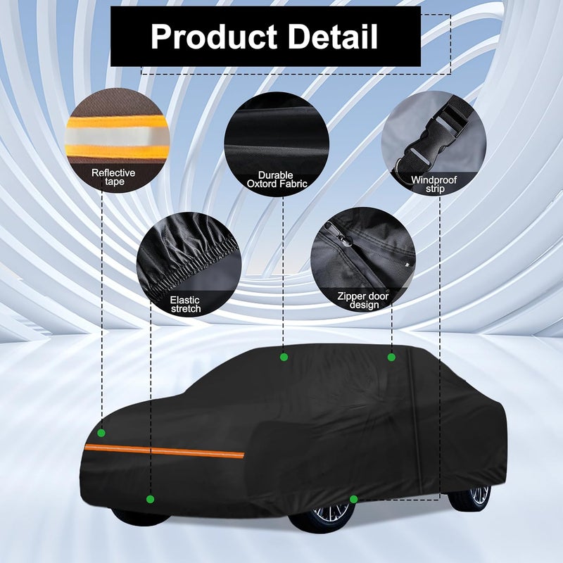 Amooca Heavy-Duty Car Covers Waterproof Sun-Proof All Weather for Automobiles Snow Cover 420D with Door Zipper Cotton Lining Universal Fit for Midsize Sedan - Image 4
