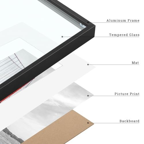 Frametory, 16x20 Metal Picture Frame with Mat for 11x14 Picture & Real Glass, Aluminum Photo Frame Collection (Black, 1 Pack) - Image 4