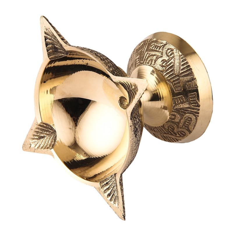 DOKCHAN 4 Face Brass Diya for Mandir, Diwali Festival Oil lamp Diya for Daily/Diwali Pooja - Size 6cm (Pack of 1) - Image 5