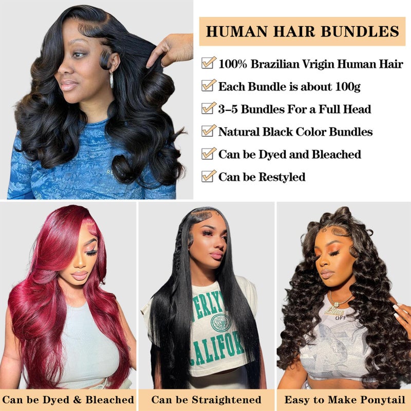 ROYAL IMPRESSION 12A Body Wave Bundles Human Hair 12" 14" 16" 300g 100% Unprocessed Brazilian Virgin Hair Body Wave 3 Bundles Human Hair Weave Bundles Natural Color - Image 4