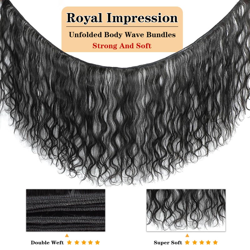 ROYAL IMPRESSION 12A Body Wave Bundles Human Hair 12" 14" 16" 300g 100% Unprocessed Brazilian Virgin Hair Body Wave 3 Bundles Human Hair Weave Bundles Natural Color - Image 3