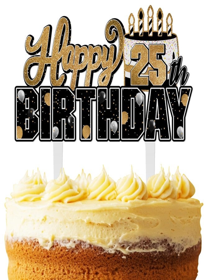 LINGTEER Happy 25th Birthday Gold Acrylic Cake Topper,Gold Theme Birthday Cheers to 25 Years Old Party Cake Decorations Gift Sign. - Image 1
