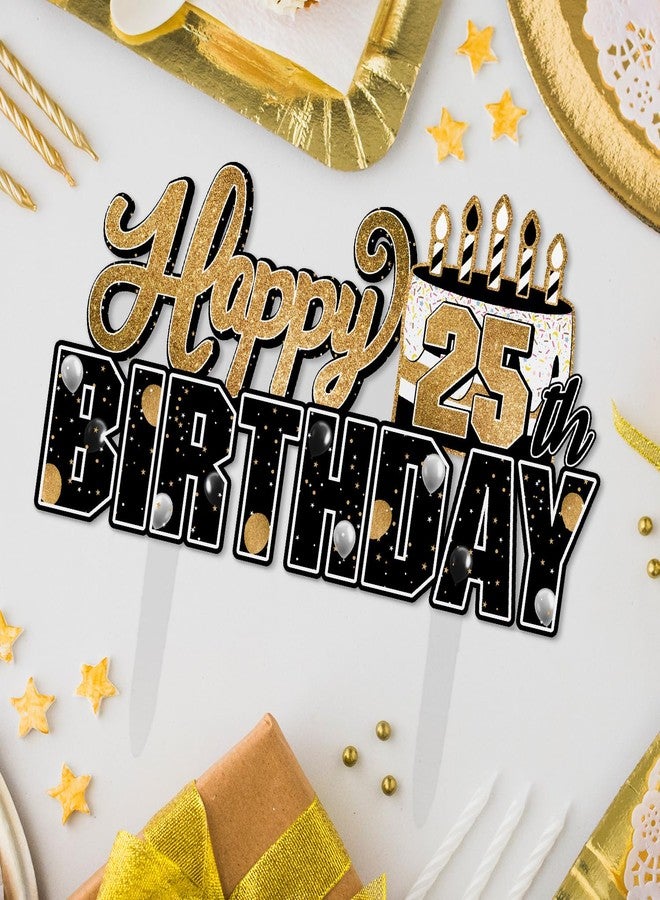 LINGTEER Happy 25th Birthday Gold Acrylic Cake Topper,Gold Theme Birthday Cheers to 25 Years Old Party Cake Decorations Gift Sign. - Image 4