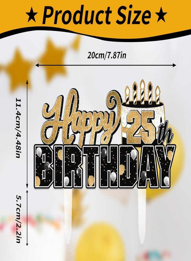LINGTEER Happy 25th Birthday Gold Acrylic Cake Topper,Gold Theme Birthday Cheers to 25 Years Old Party Cake Decorations Gift Sign. - Image 2
