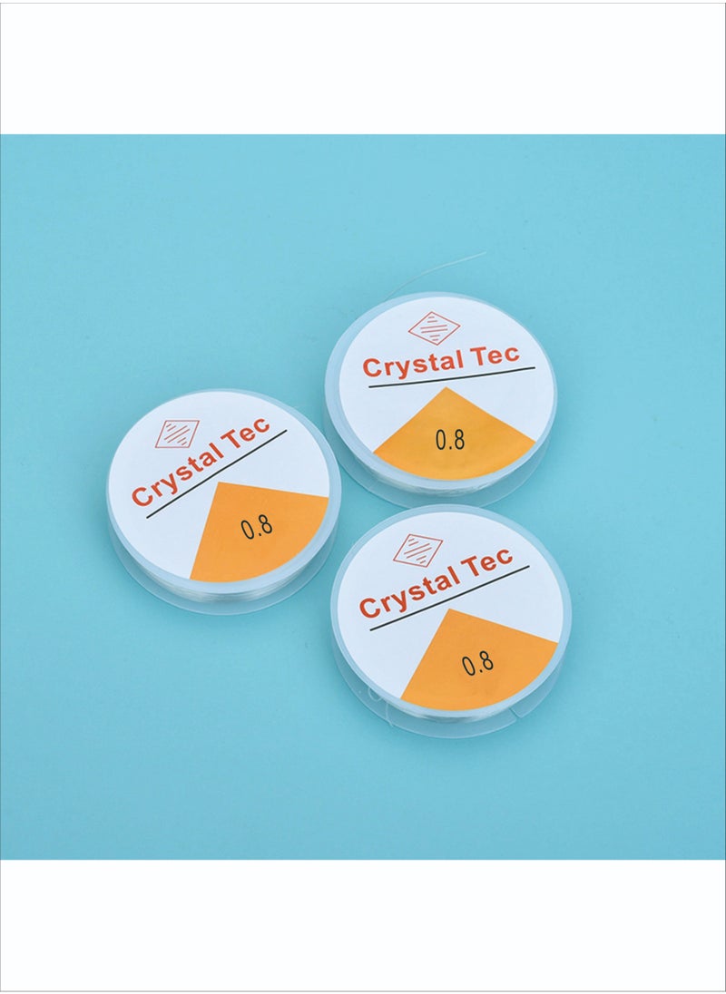 Crystal Tec - Pack of 3 Spool 0.8 mm Elastic Jewellery Thread Rubber Thread, Crystal Elastic Cord, Jewellery Thread, Craft Cord, Transparent Thread, for DIY, Pearl Jewellery, Bracelets Crafts’ - Image 1