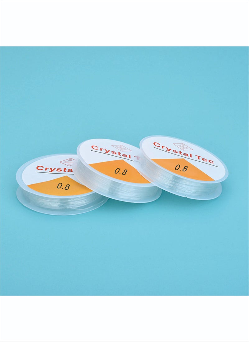 Crystal Tec - Pack of 3 Spool 0.8 mm Elastic Jewellery Thread Rubber Thread, Crystal Elastic Cord, Jewellery Thread, Craft Cord, Transparent Thread, for DIY, Pearl Jewellery, Bracelets Crafts’ - Image 1