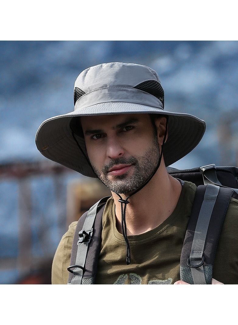 Loquat Men Summer Outdoor Casual Sunscreen Hat light grey - Image 2