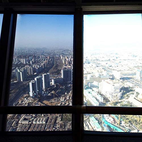 CVANU One Way Daytime Window Film Privacy Window Heat Control Flim Glass Films Self-Adhesive Window Dark Blue & Silver Tint for Home and Office 24''x75'' - Image 2