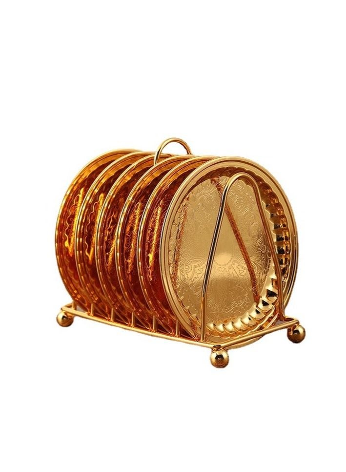 MIXDE 6 Pieces of Gold Cake Trays and A Stand - Image 1