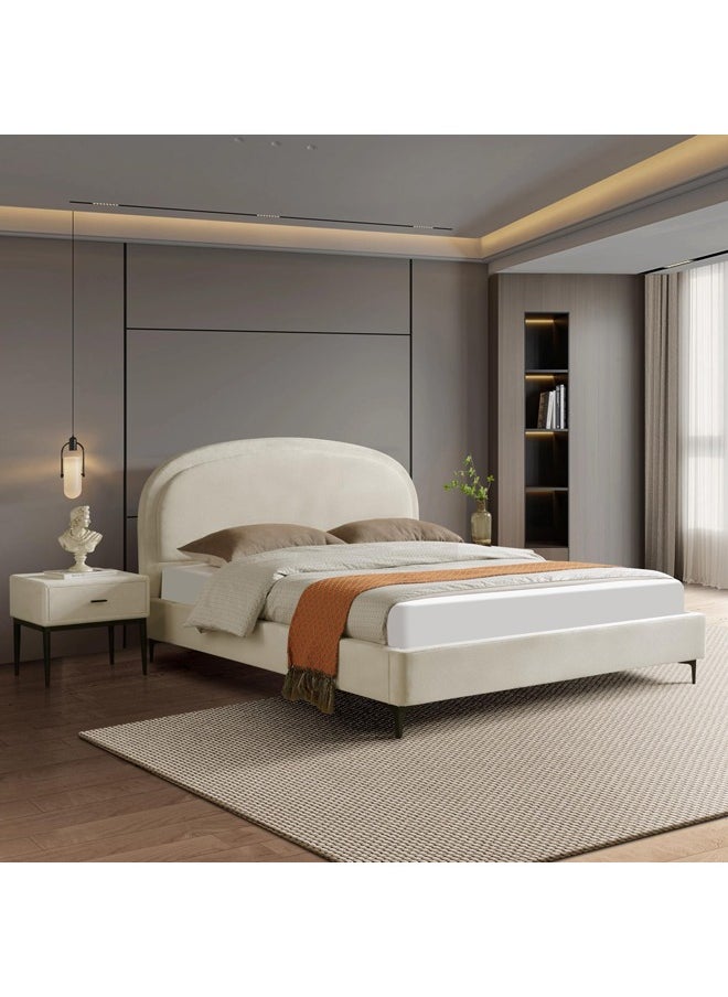 Home Canvas OSAKA Single Upholstered Bed with Curved Headboard & Metal Feet (120x200)  - Image 1