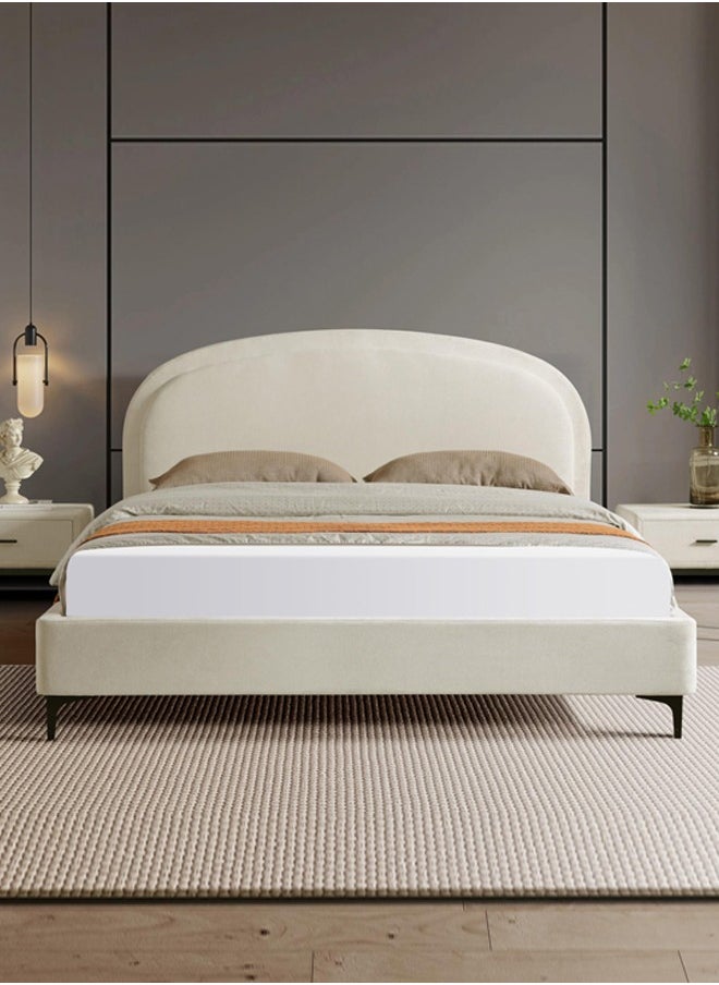Home Canvas OSAKA Single Upholstered Bed with Curved Headboard & Metal Feet (120x200)  - Image 3