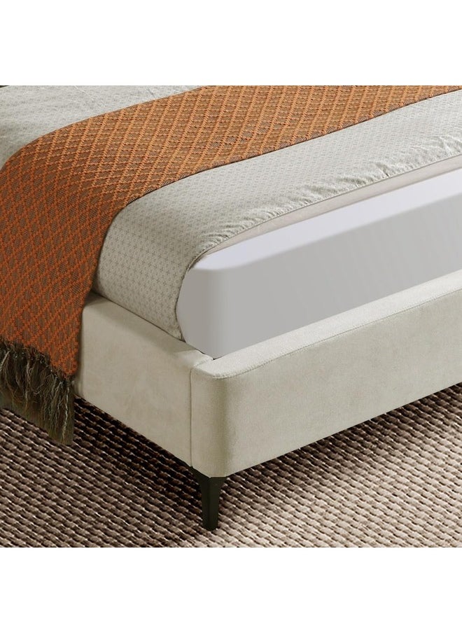 Home Canvas OSAKA Single Upholstered Bed with Curved Headboard & Metal Feet (120x200)  - Image 5