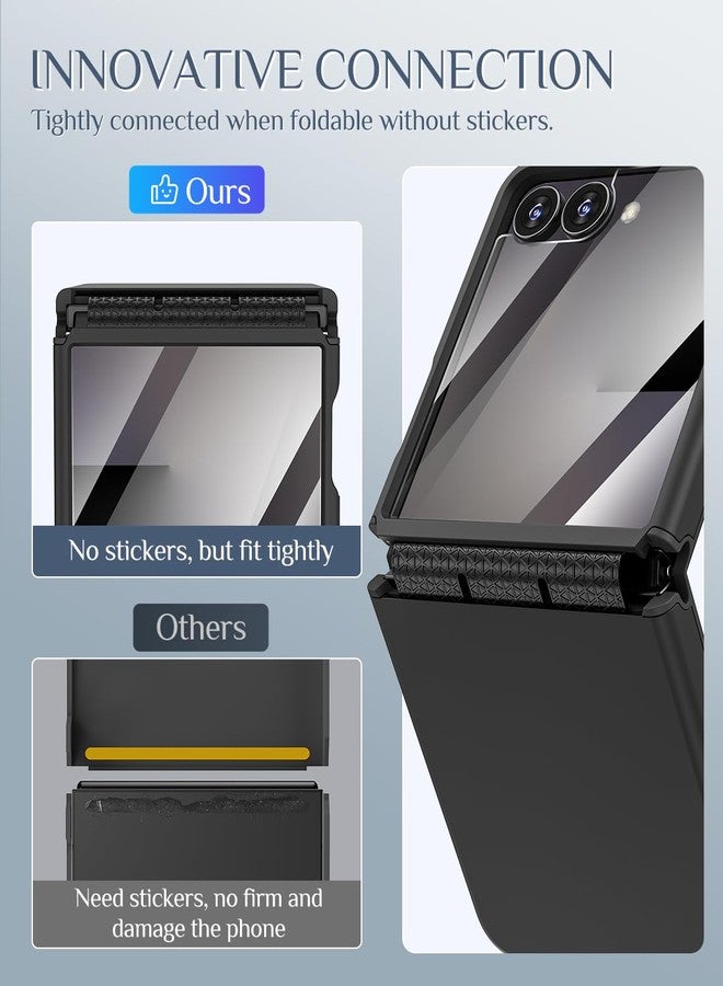 Caka جراب Caka المُطوّر لهاتف سامسونج جالاكسي Z Flip 7 [متوافق مع الشحن اللاسلكي] [حماية المفصلات] [واقي الشاشة] غطاء حماية مقاوم للصدمات للرجال والنساء لهاتف Z Flip 7 2025 - أسود - Image 5