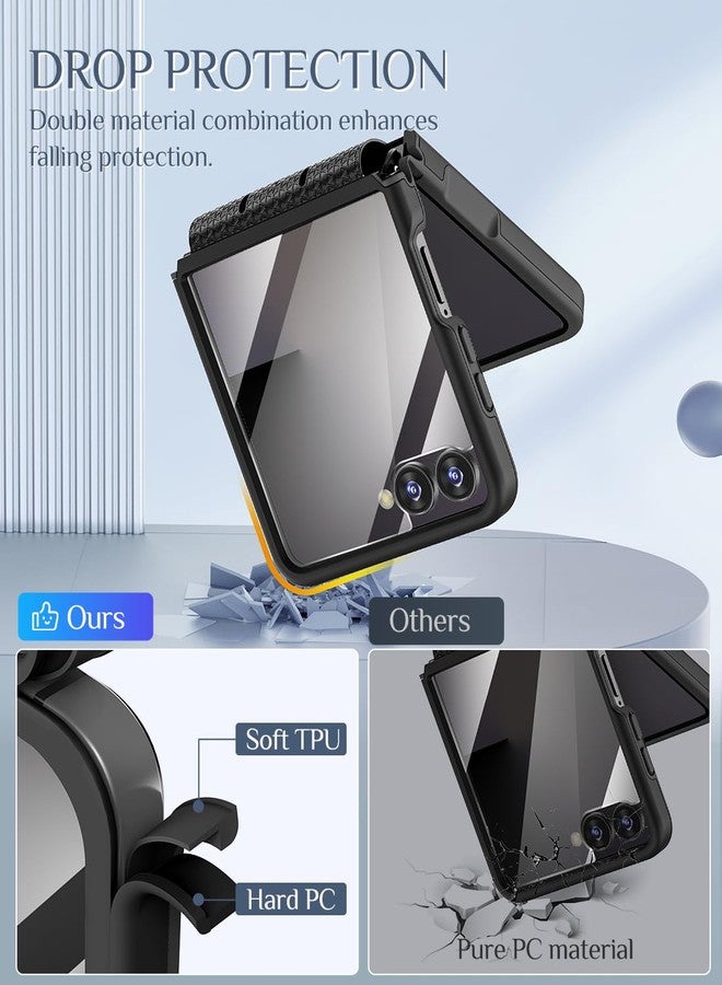 Caka جراب Caka المُطوّر لهاتف سامسونج جالاكسي Z Flip 7 [متوافق مع الشحن اللاسلكي] [حماية المفصلات] [واقي الشاشة] غطاء حماية مقاوم للصدمات للرجال والنساء لهاتف Z Flip 7 2025 - أسود - Image 4