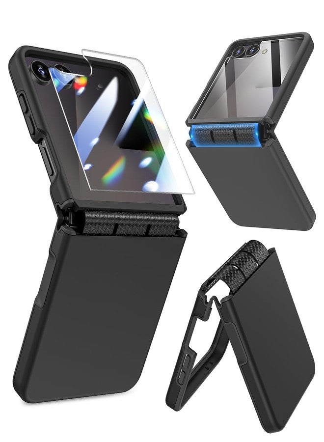 Caka جراب Caka المُطوّر لهاتف سامسونج جالاكسي Z Flip 7 [متوافق مع الشحن اللاسلكي] [حماية المفصلات] [واقي الشاشة] غطاء حماية مقاوم للصدمات للرجال والنساء لهاتف Z Flip 7 2025 - أسود - Image 1