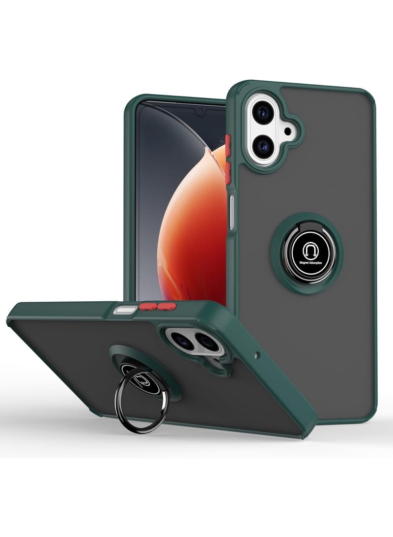 Case for Samsung Galaxy A07 Rotational Metal Ring Kickstand Cover Anti Fingerprint Scratch Resistance Shockproof Matte Finish Hard Back Case Magnetic Car Mount Cover for Samsung Galaxy A07
