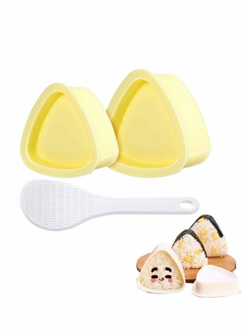 Excefore 2 Pieces Rice Ball Mould Makers, Triangle Sushi Mould in 2 Sizes and 1 Piece Rice Paddle for Bento or Japanese Box Meal Children Bento Home Kitchen DIY Nori Rice Bento - Image 1
