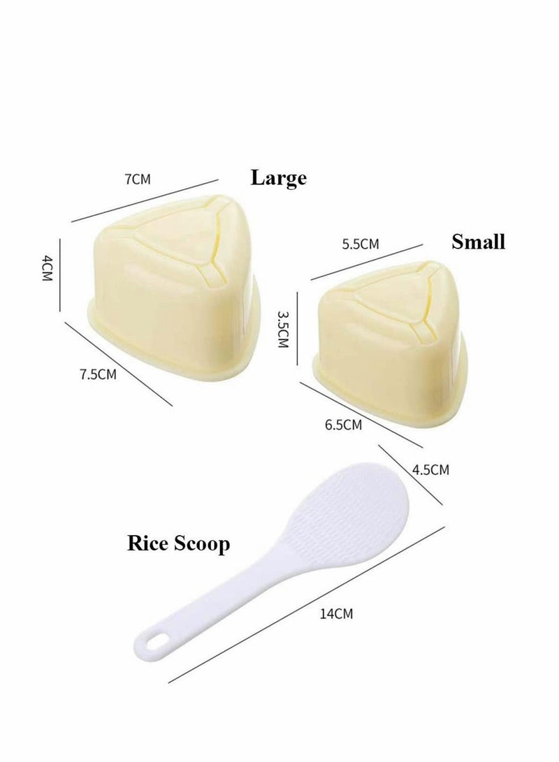Excefore 2 Pieces Rice Ball Mould Makers, Triangle Sushi Mould in 2 Sizes and 1 Piece Rice Paddle for Bento or Japanese Box Meal Children Bento Home Kitchen DIY Nori Rice Bento - Image 3