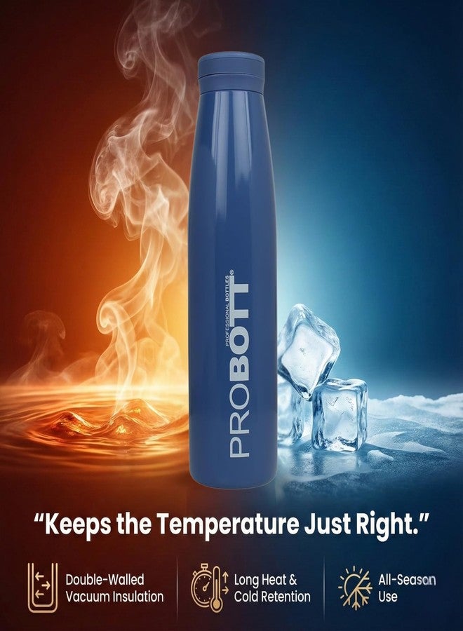 بروبوت قارورة بروبوت المائية المعزولة بتفريغ الهواء سعة 500 مل، مصنوعة من الفولاذ المقاوم للصدأ، لحفظ الماء الساخن والبارد، لون أزرق | غطاء لولبي | فوهة واسعة | مانعة للتسرب | سهلة الحمل للسفر والتخييم والنادي الرياضي والرياضة والمكتب - Image 5