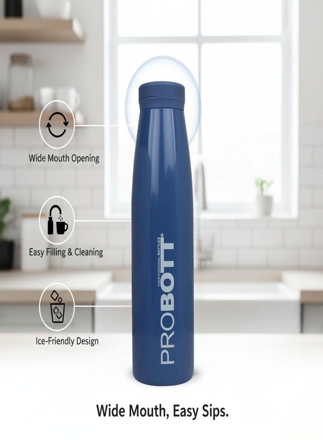 بروبوت قارورة بروبوت المائية المعزولة بتفريغ الهواء سعة 500 مل، مصنوعة من الفولاذ المقاوم للصدأ، لحفظ الماء الساخن والبارد، لون أزرق | غطاء لولبي | فوهة واسعة | مانعة للتسرب | سهلة الحمل للسفر والتخييم والنادي الرياضي والرياضة والمكتب - Image 4