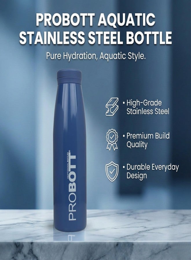 بروبوت قارورة بروبوت المائية المعزولة بتفريغ الهواء سعة 500 مل، مصنوعة من الفولاذ المقاوم للصدأ، لحفظ الماء الساخن والبارد، لون أزرق | غطاء لولبي | فوهة واسعة | مانعة للتسرب | سهلة الحمل للسفر والتخييم والنادي الرياضي والرياضة والمكتب - Image 2