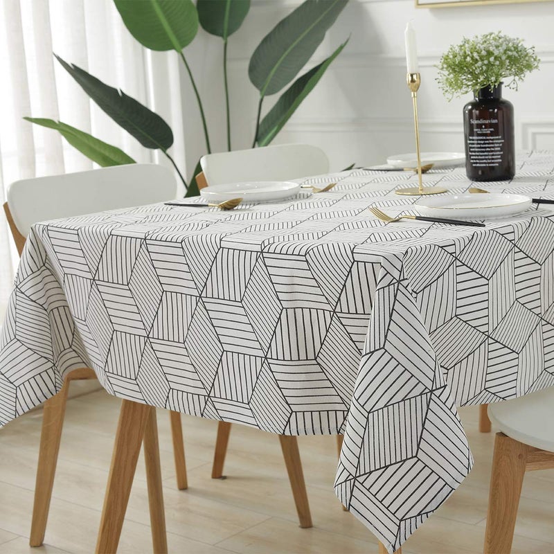 SASTYBALE SASTYBALE Rectangle Tablecloth Geometric Style Cotton Linen Table Cloth DustProof Table Cover for Kitchen Dinning Tabletop Decoration Rectangle 52 x 70 46 Seats 