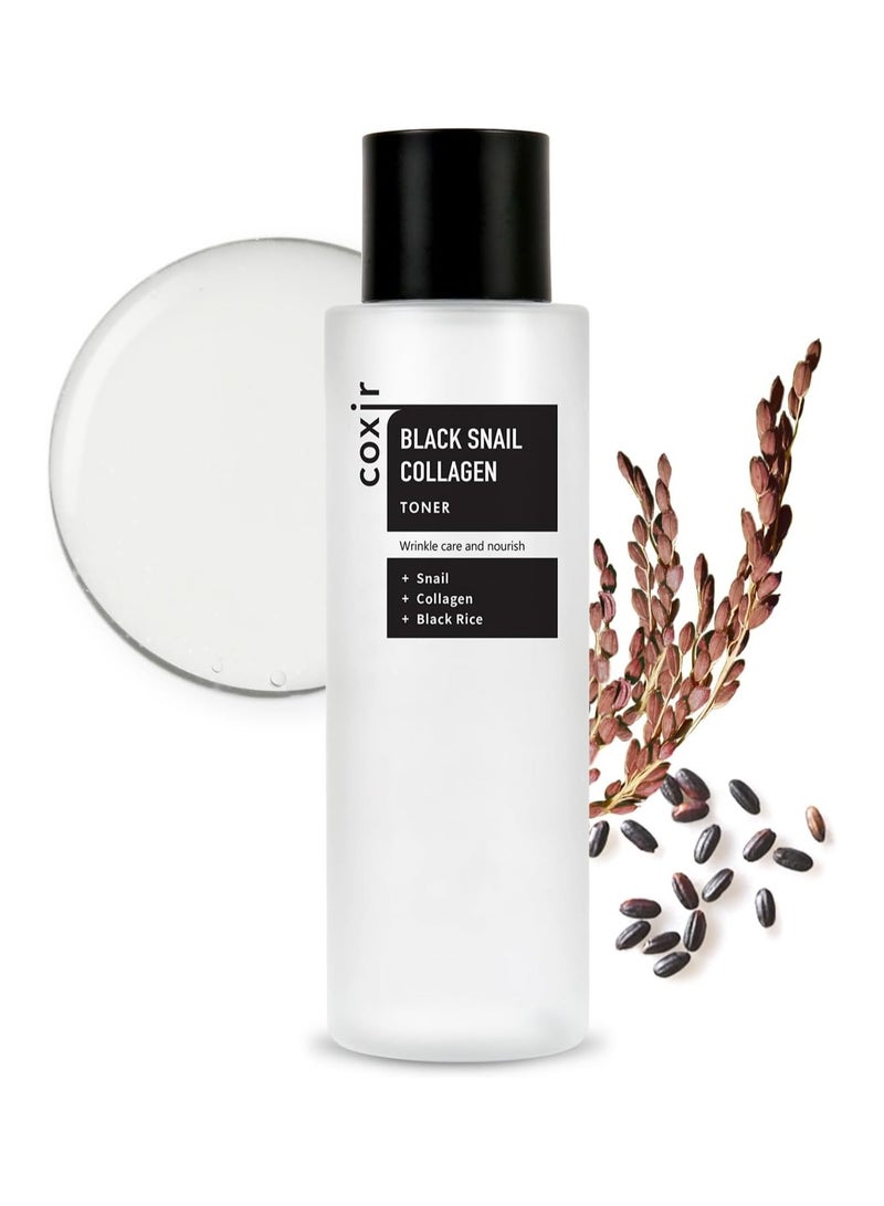 تونر الكولاجين من الحلزون الأسود l تونر أساسي لترطيب البشرة وتنعيمها l مركب الأسود الثلاثي: الأرز الأسود، الفاصوليا، السمسم، مخاط الحلزون، الكولاجين l العناية بالبشرة الكورية، خالٍ من العطور [150 مل / 5.07 أونصة سائلة] - Image 1