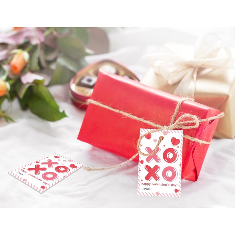 Aukolass Happy Valentine's Day Tags, Valentine's Day Gift Tags with String for Sweet Themed Party or Valentine' Day Thank You Gift Tags Great for Party Favors (XOXO) - Image 4