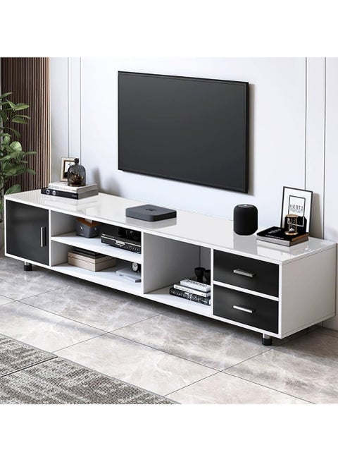 TV Table, TV Stand, Large TV Cabinet, 140cm Television Cabinet with Storage and Drawers, Living Room Furniture TV Table, Television Stand Modern Media Storage Stand Shelves