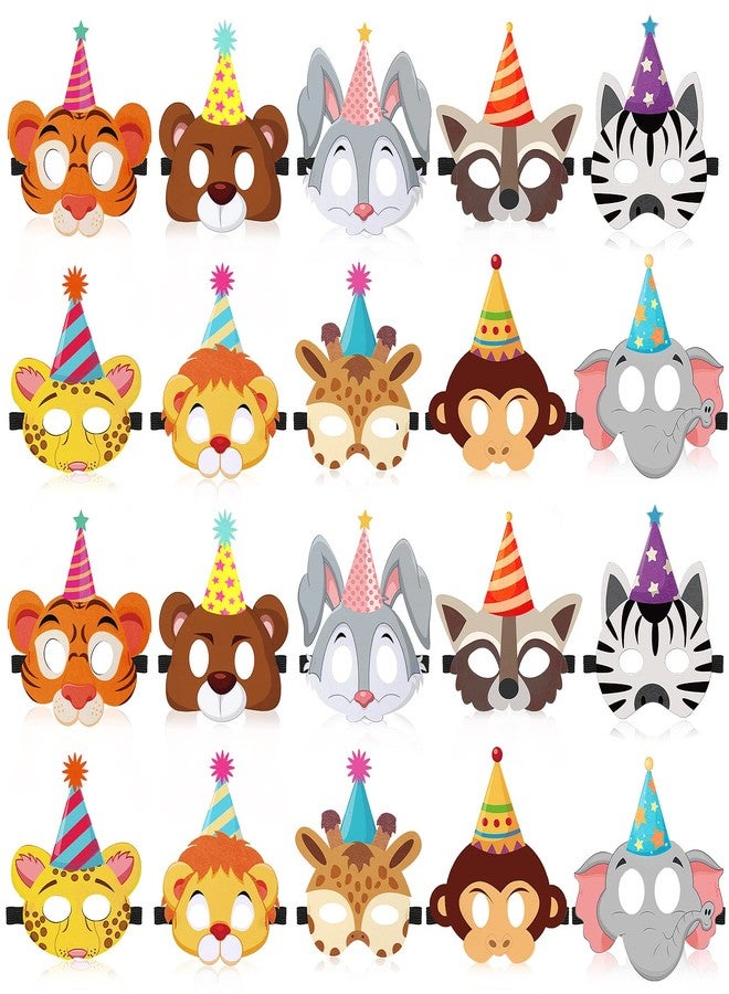 Tinlade 20 Pcs Felt Animal Masks for Kids Safari Jungle Theme Party Masks Animal Birthday Mask Supplies Garland Decorations for Costume Zoo Birthday Party Favor Cosplay, 10 Styles - Image 1