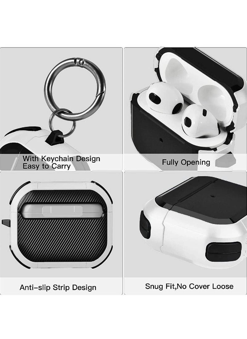 GENNEXT - Airpods 3 Case(2021) with Keychain,Full-Body Rugged Military Grade Protective Cover for Airpods 3rd Generation(2021),Shock Absorption Corner Design,Durable Armor Case,White - Image 1